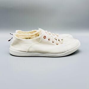 Vionic Shoes Womens 10 White Beach Pismo Canvas Lace Up Low Top Casual Sneakers